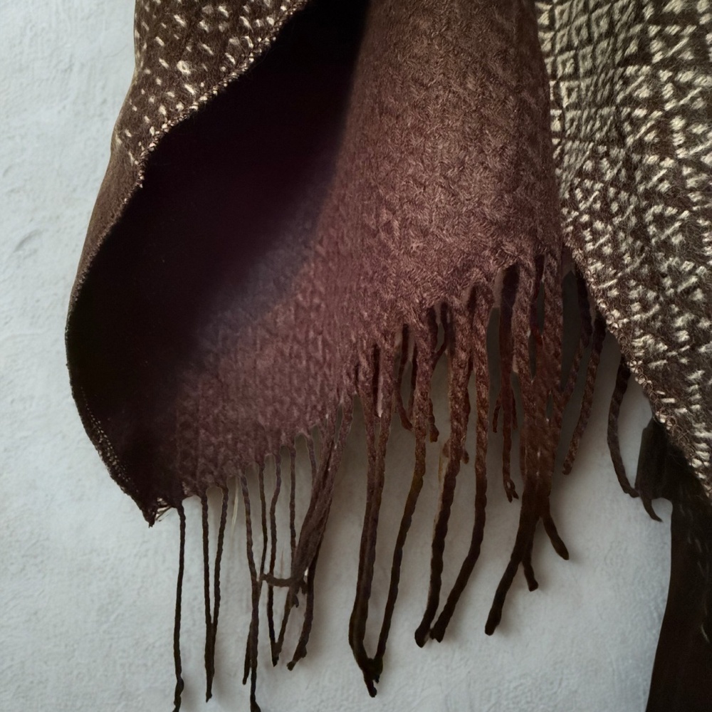 Apt 9 Brown & Tan Patterned Pashmina Scarf/Shawl with Fringe